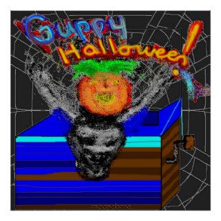 Guppy Halloween Jack o Box 24x24 Print