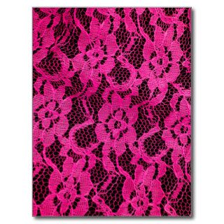 Hot Pink/Black Lace Look Postcards