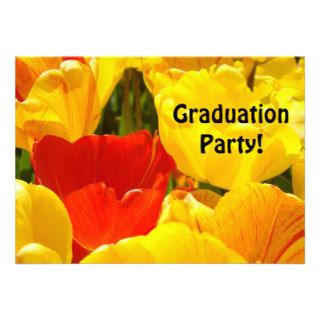 Graduation Party Invitations Colorful Yellow Red