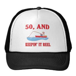 50th Birthday Fishing Gag Gifts Trucker Hats