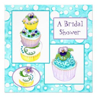 Pansy Cupcakes Bridal Shower Invite Invitation