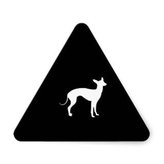 Italian Greyhound White on Black Triangle Sticker