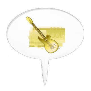 electric guitar rock back yellow.png cake topper