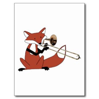 Fox Playing the Trombone Postcard