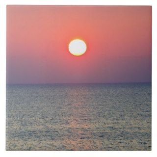 Turkey, Aegean Sea horizon at sunset Tile