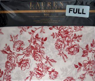 Ralph Lauren QUEEN 4pc Sheet Set 500 Thread Count T 500 Sateen Red Roise Toile Floral Pattern   Pillowcase And Sheet Sets