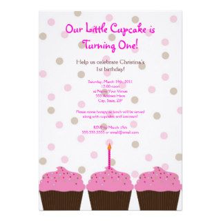 Little Cupcake 1st Birthday Invitation 5 x 7