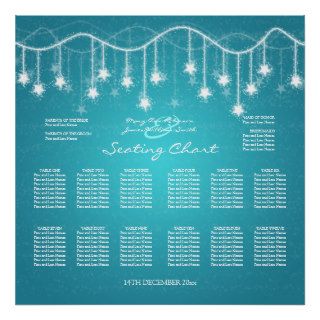 Wedding Seating Chart Shimmering Stars Blue Poster