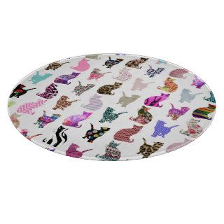 Girly Whimsical Cats aztec floral stripes pattern