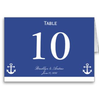 Blue and White Wedding Table Numbers Greeting Card