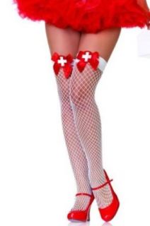 Fishnets Thi Hi Nurse Wt Rd Bw   1 size stockings only Costume Accessories Clothing