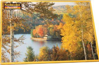 Kodacolor 1000 Piece Puzzle   Wyman Lake Near Bingham, Maine Photograph Taken in the Fall with Leaves Changing Color Toys & Games