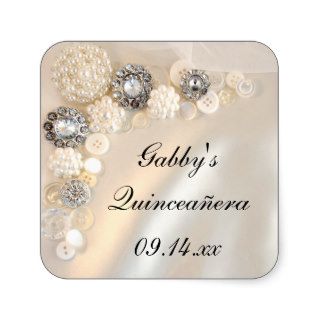 Pearl and Diamond Buttons Quinceañera Stickers