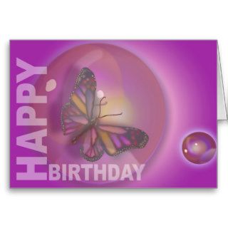 Happy Birthday Card Pink Butterfly