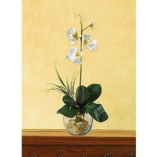Nearly Natural Mini Phalaenopsis Liquid Illusion Silk Orchid   White Yellow   Artificial Flowers