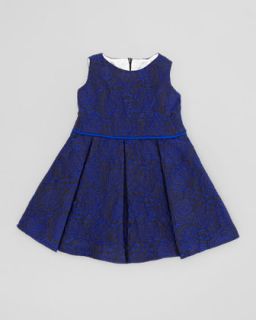 Soft Rose Brocade Dress, Blue, 2T 3T   Helena