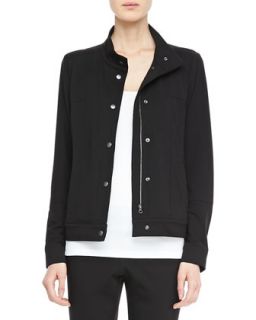Womens Organic Jersey Zip Front Jacket   Eileen Fisher   Black (SMALL (6/8))