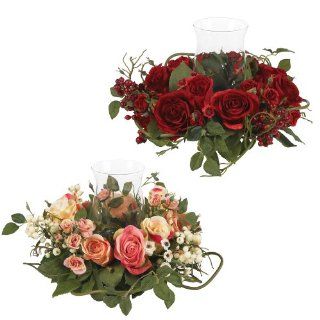 Nearly Natural 4685 AP Rose Candelabrum Decorative Silk Flower Arrangement, Pastel   Artificial Mixed Flower Arrangements