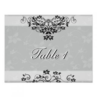 Table Number Wedding Card   Slate Grey Floral Invitation