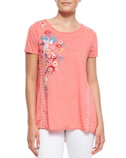Womens Shevaun Draped & Embroidered Tee   JWLA for Johnny Was   Candyland