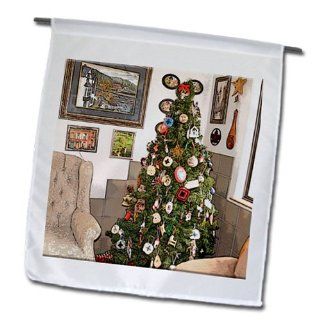fl_52595_1 Jos Fauxtographee Holiday   A Christmas Tree Decorated With Jesus Christ at The Top of It In a Corner of The Room Near Chairs   Flags   12 x 18 inch Garden Flag  Outdoor Flags  Patio, Lawn & Garden