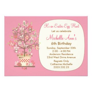 Easter Egg Hunt Birthday Party Pink Invite