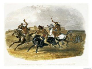 Horse Racing of Sioux Indians Near Fort Pierre Giclee Print Art (16 x 12 in)  
