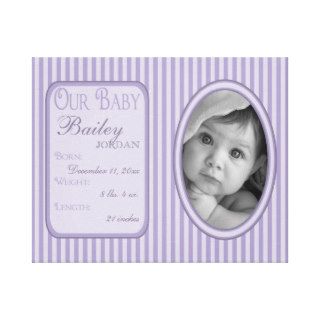 Lavender Stripes Baby Photo Frame Wrapped Canvas Gallery Wrap Canvas
