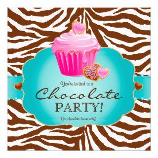 Bakery Invitation Chocolate Cupcake Pink