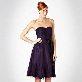 Debut Purple embroidered mesh prom dress