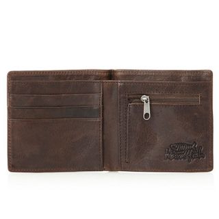 Weird Fish Dark brown embossed logo leather wallet