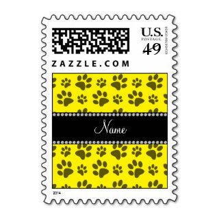 Personalized name yellow dog paw print stamp