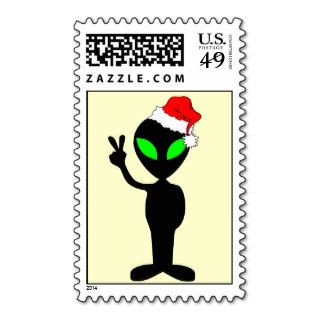 peace alien santa stamp