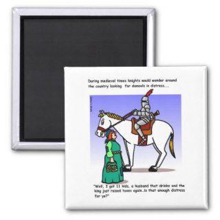 The Knight and the Damsel Cartoon Magnets