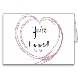 Pink Fractal Heart Engagement Greeting Card