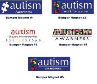 Autism Awareness Bumper Magnets, Set/5 Different Messages  Special Needs Educational Supplies 