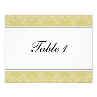 Table Number Wedding Card   Gold Damask Personalized Announcements