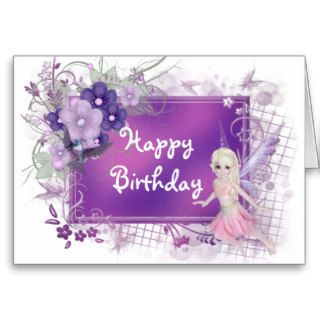 Cute Fairy Girl's Happy Birthday Greeting Card