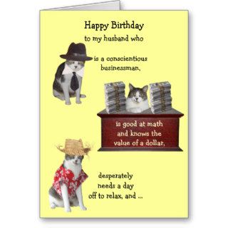 Customizable Funny Cat Male Birthday Cards