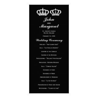 Black White Royal Couple Wedding Program Rack Card