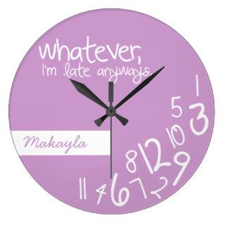 Lavender   whatever, I'm late anyways Wall Clock