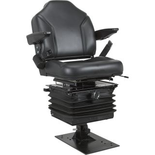 Wise Mechanical Suspension Backhoe Seat Assembly   Black, Model WM1684