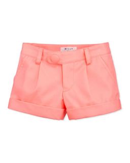 Bow Pocket Shorts, Coral, Sizes 2 6   Milly Minis