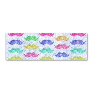 Funny Girly Mustache Teal Blue Glitter Photo Print Business Cards