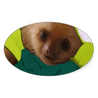 Baby Sloth in Pajamas Oval Sticker