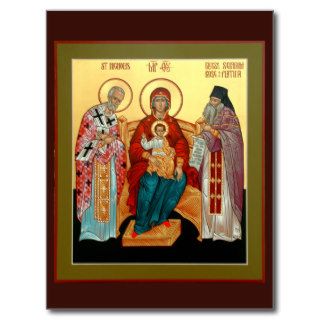 Theotokos with St. Nicholas and Blessed Seraphim Post Cards