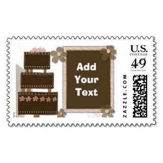 Retro chocolate cake postage stamp
