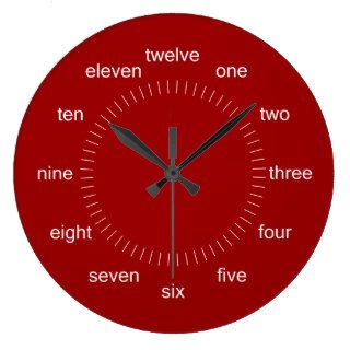 Classic Red Numbers Words Wall Clock