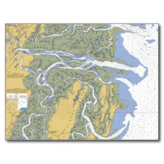 Altamaha River, Darien, GA Nautical Chart Postcard
