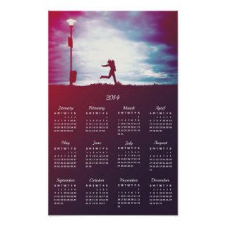 jump up 2014 Calendar, fly free freedom happy Poster